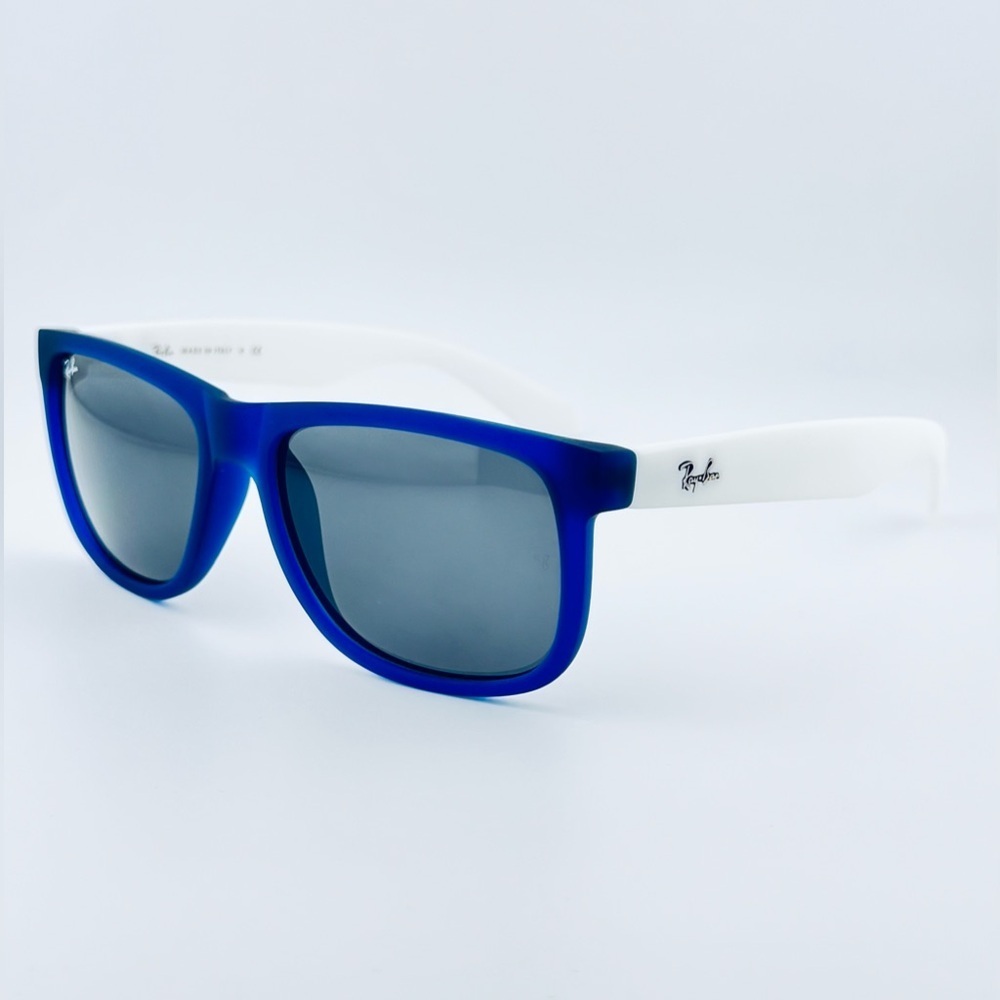 Ray-Ban Justin Sunglasses RB4165 Matte Transparent Blue Frame with Gray Lenses - Picture 8 of 14